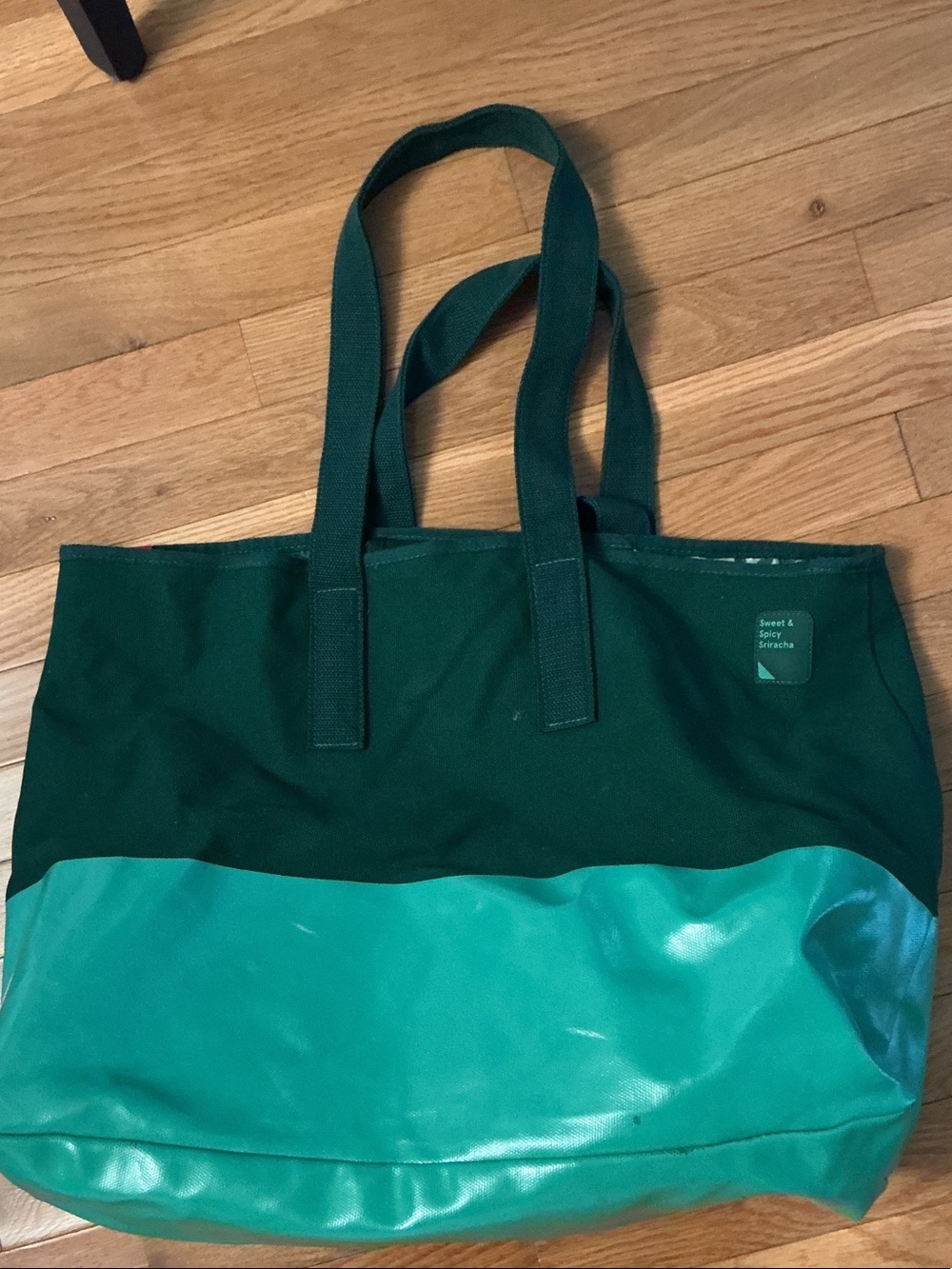 Green Two-Tone Canvas Tote Bag